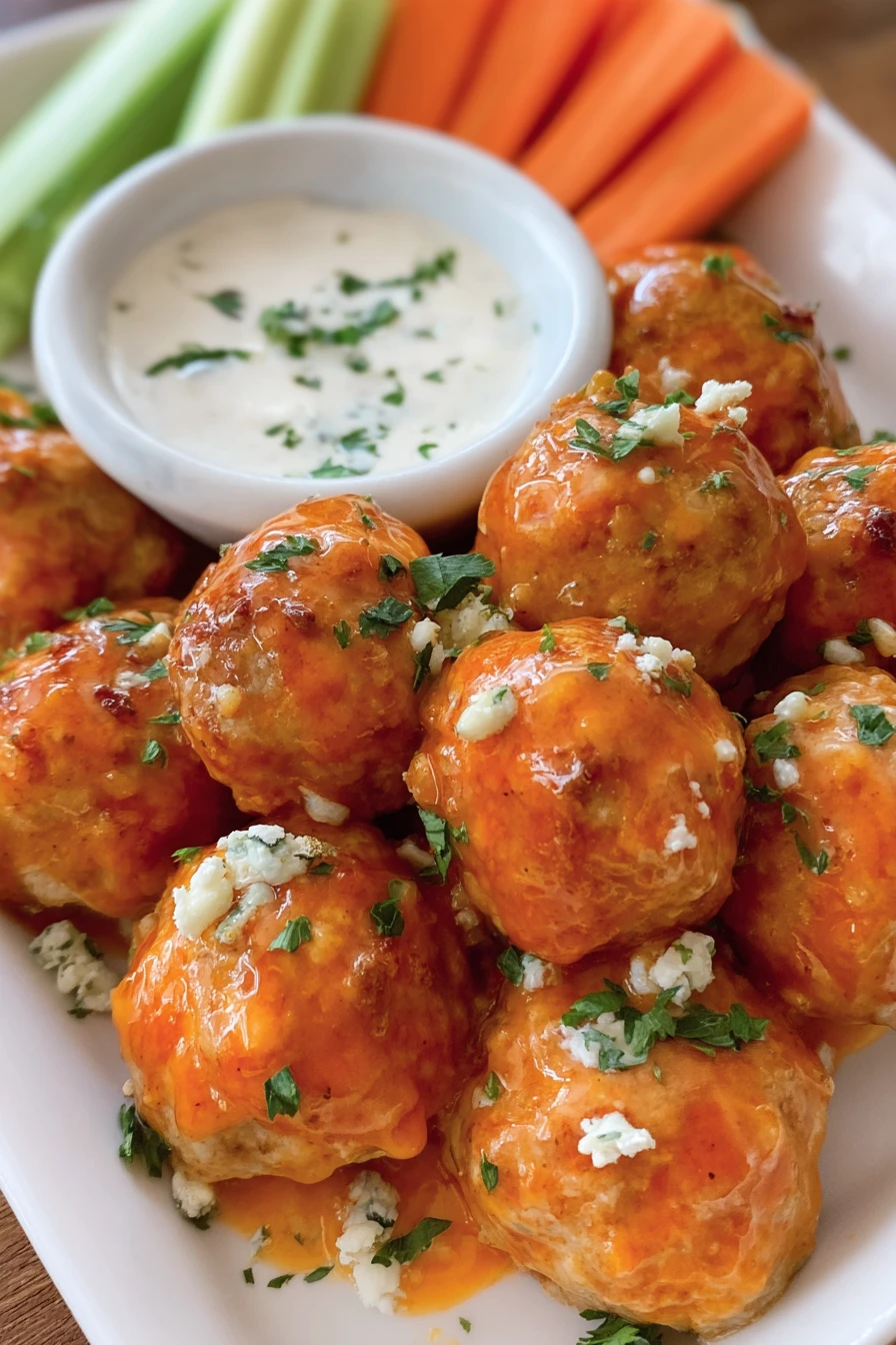 buffalo chicken meatballs, spicy, savory, appetizing, delicious, tangy, game day snack