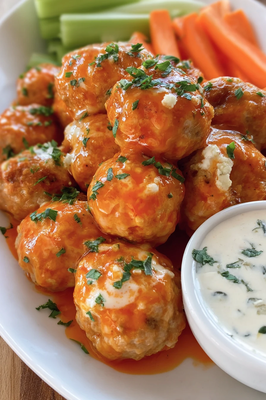 buffalo chicken meatballs, spicy, savory, appetizing, delicious, tangy, game day snack