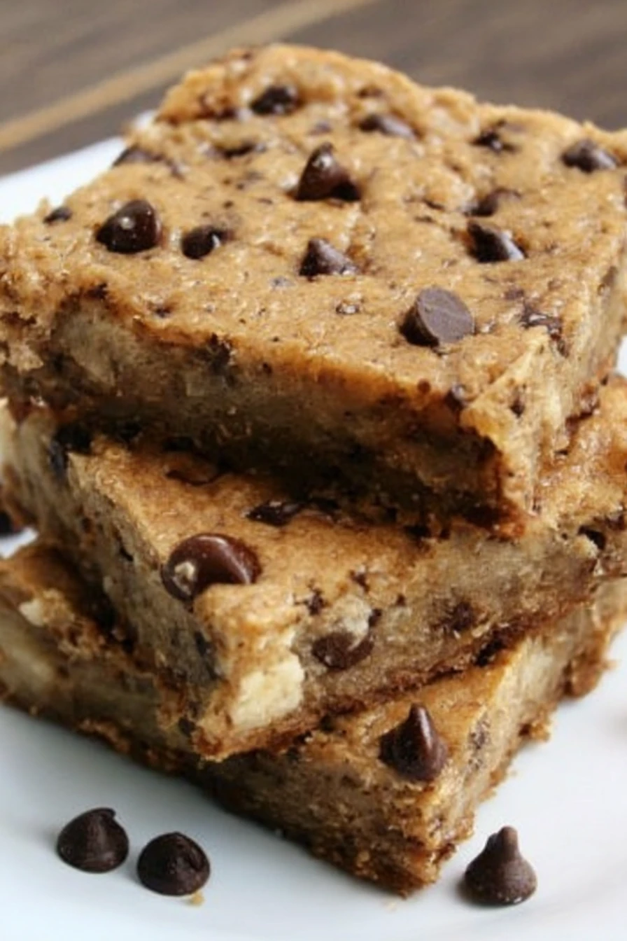 chocolate chip banana bars, decadent, moist, sweet, indulgent, delicious, homemade, baked goods