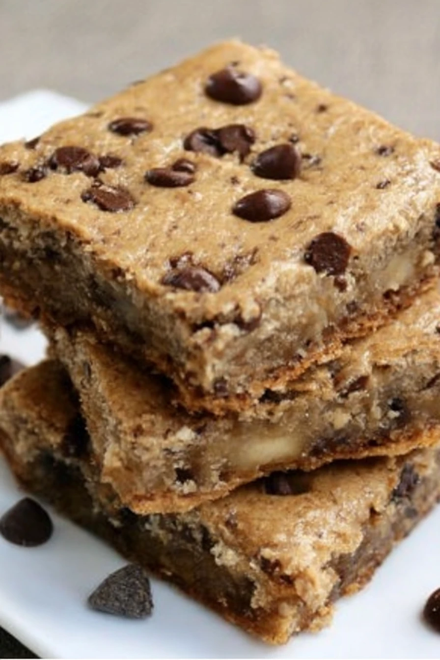 chocolate chip banana bars, decadent, moist, sweet, indulgent, delicious, homemade, baked goods