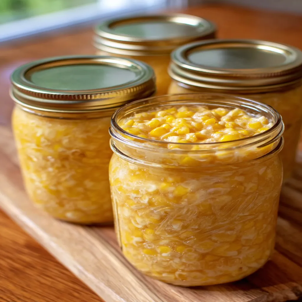 canning, cream style corn, preserved, golden kernels, flavorful, homemade, delicious