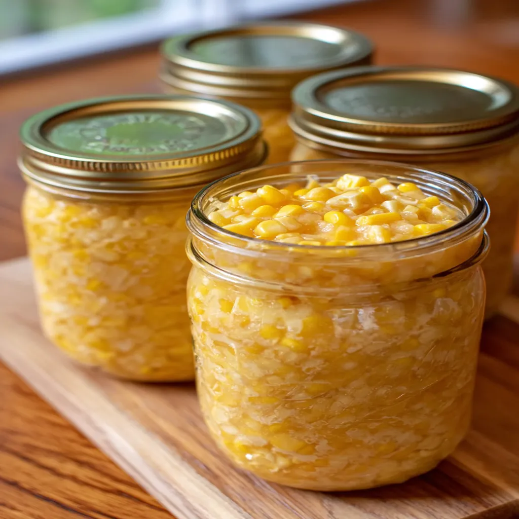 canning, cream style corn, preserved, golden kernels, flavorful, homemade, delicious