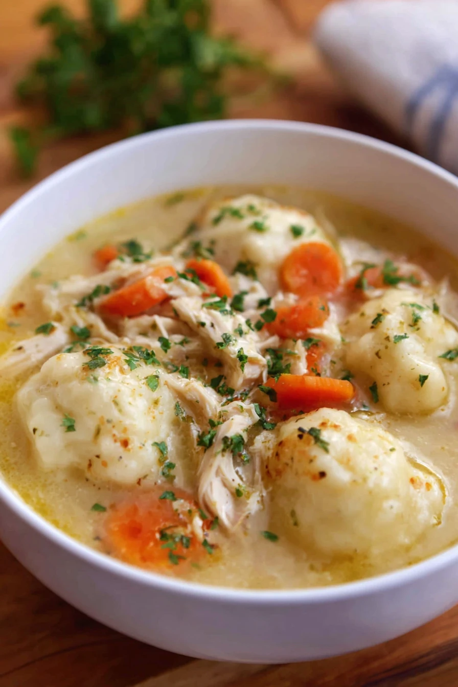 chicken dumpling soup, savory broth, tender chicken, hearty vegetables, comforting meal