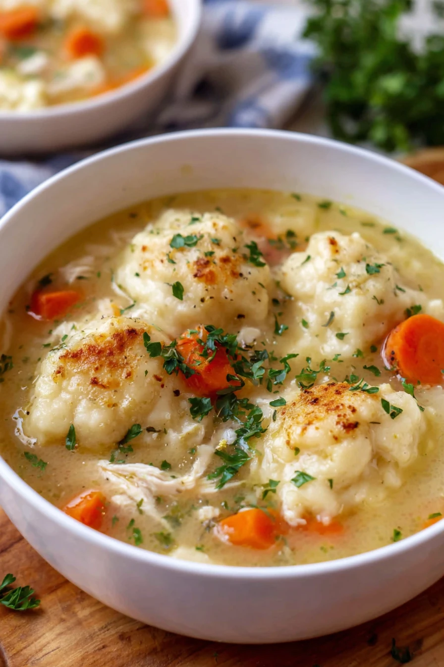 chicken dumpling soup, savory broth, tender chicken, hearty vegetables, comforting meal