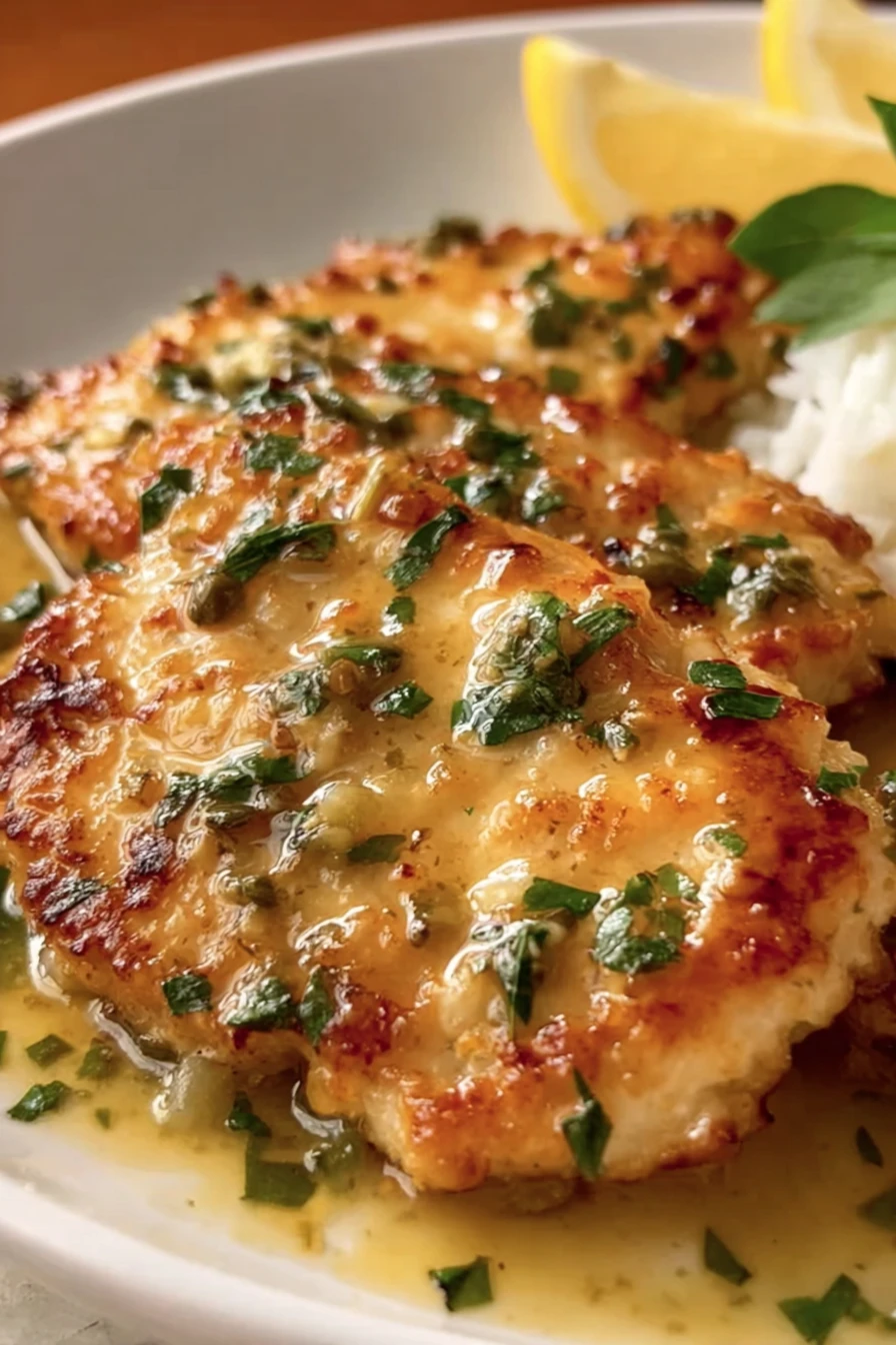 chicken piccata, lemon sauce, savory, zesty, flavorful, delicious