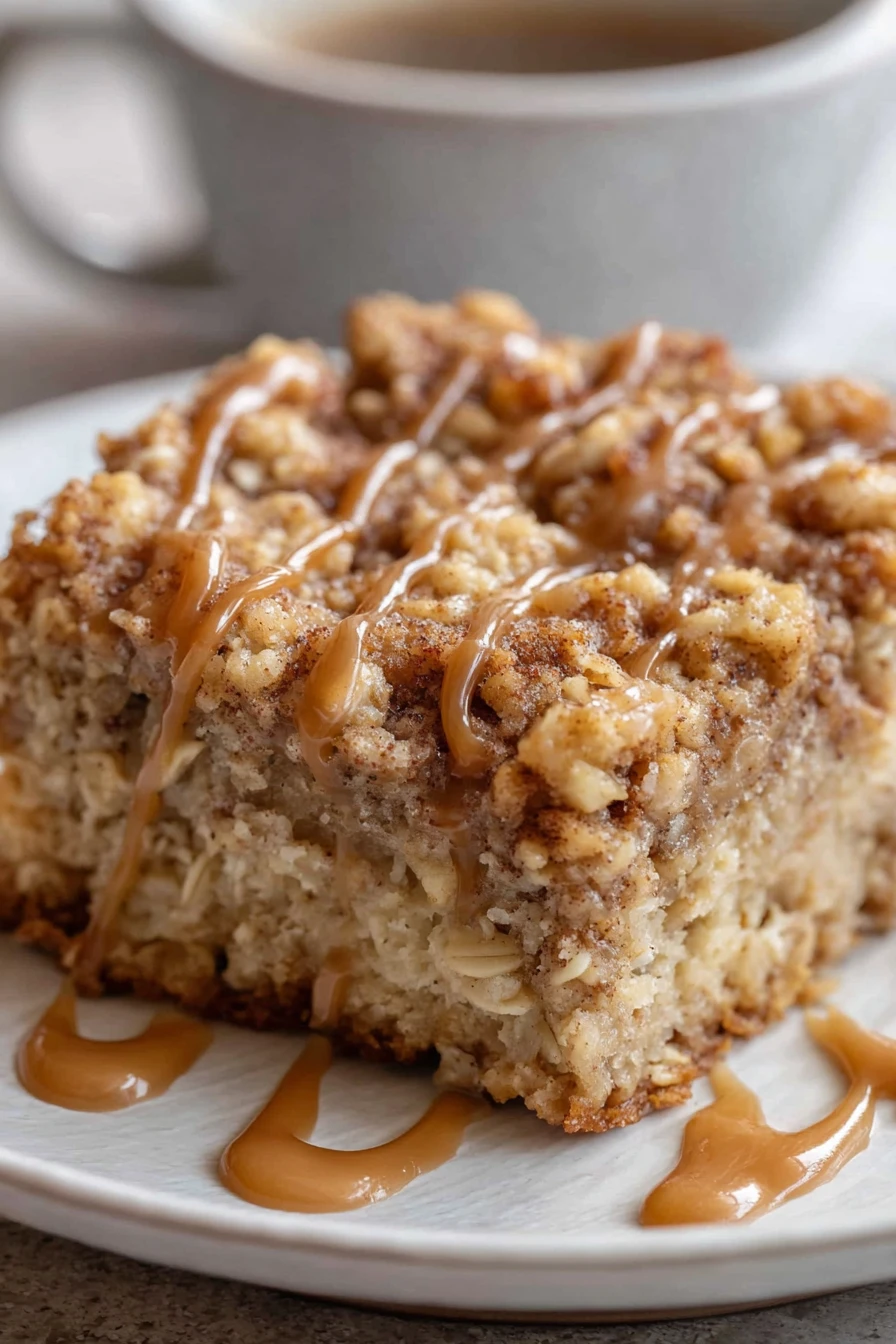 coffee cake baked oatmeal, delicious breakfast recipe, sweet and satisfying, cinnamon swirl, baked perfection