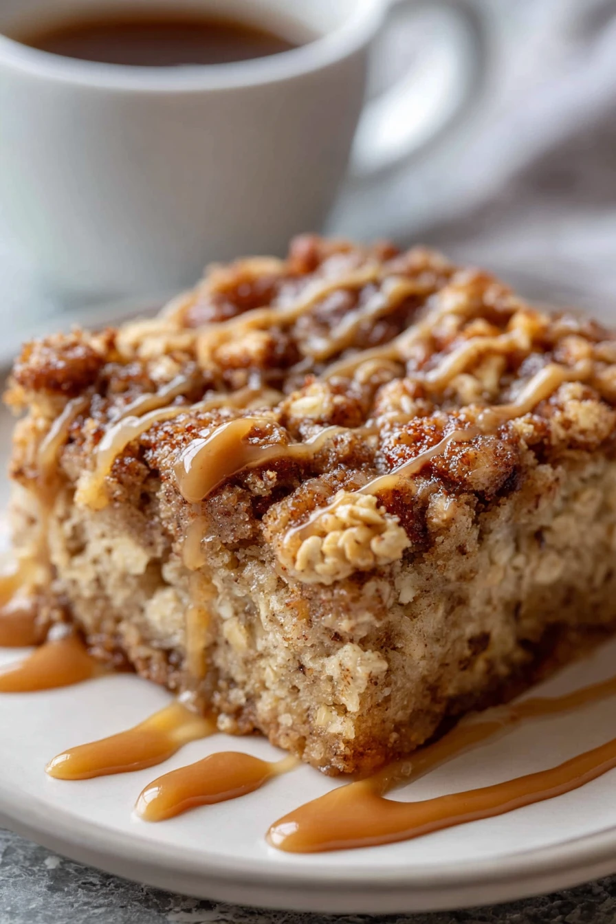 coffee cake baked oatmeal, delicious breakfast recipe, sweet and satisfying, cinnamon swirl, baked perfection