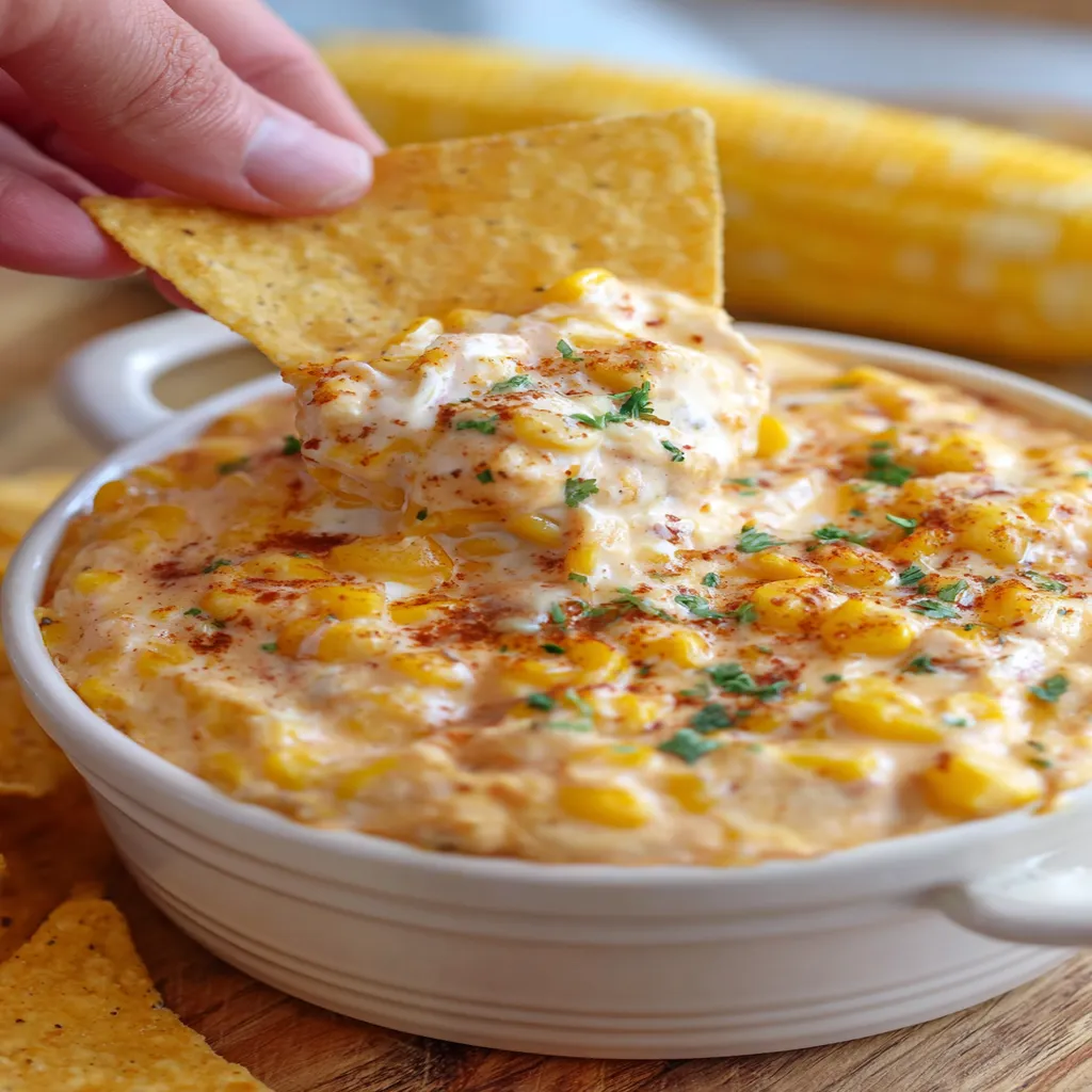 corn dip, cream cheese, savory, creamy, flavorful, appetizer, delicious