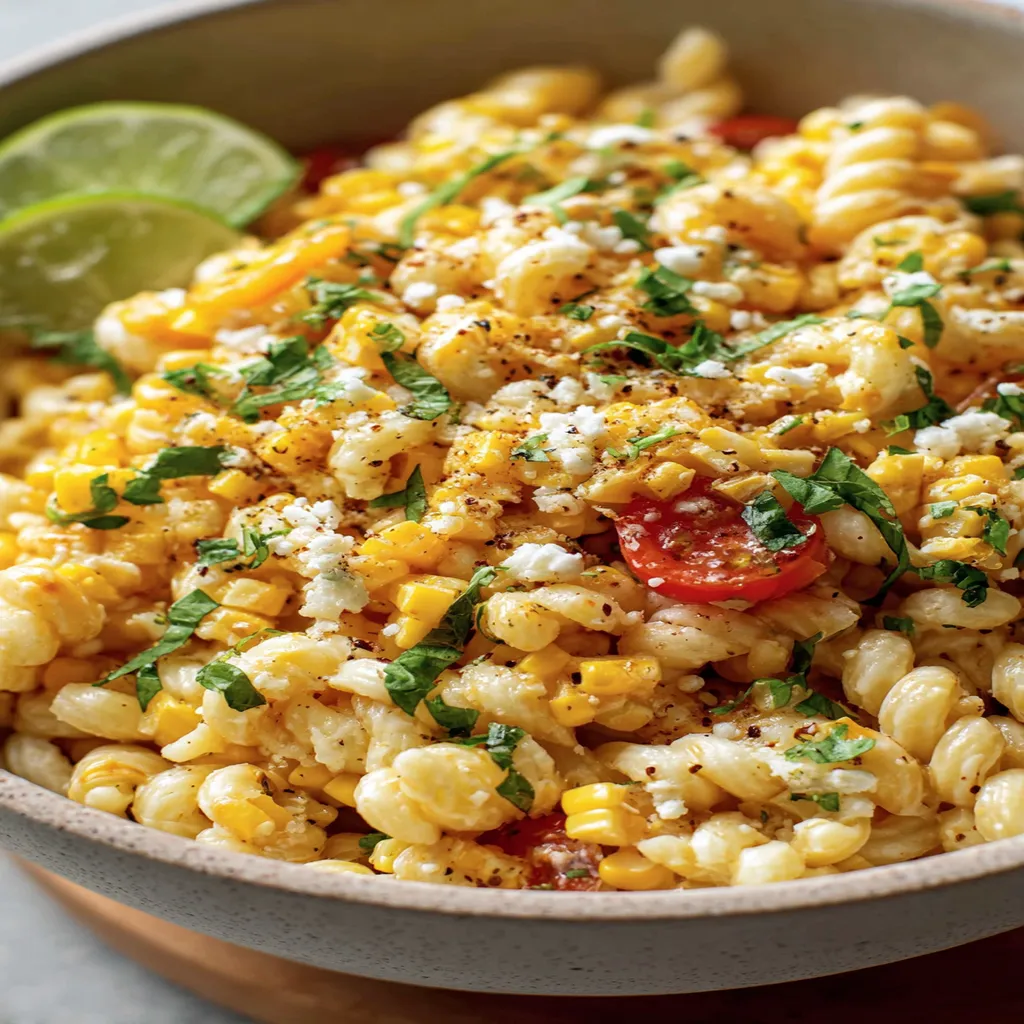 corn pasta salad recipe, fresh, colorful, hearty, delicious, summer, vegetarian, easy to make