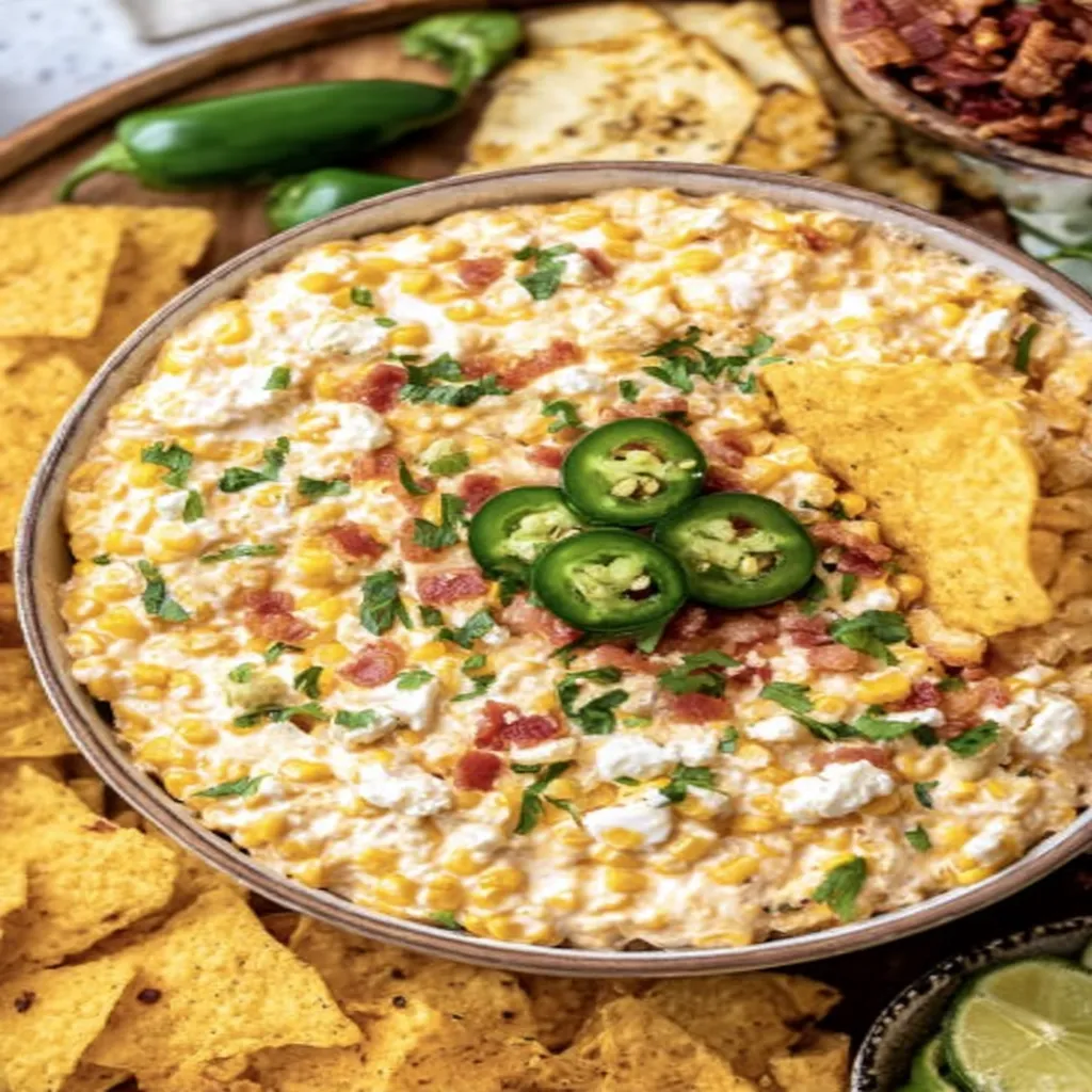crack corn dip, creamy, savory, crunchy, appetizer, party dip, delicious