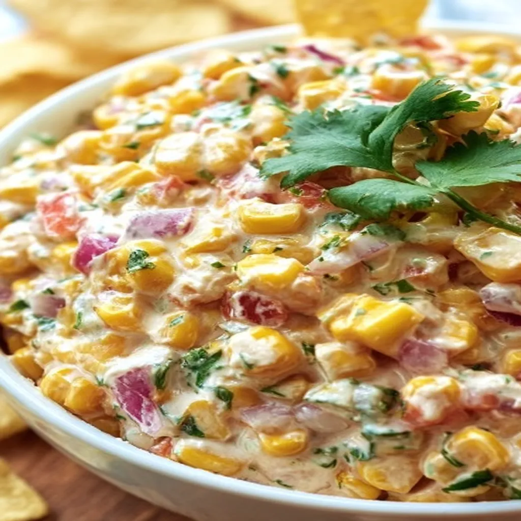 creamy corn salsa, vibrant colors, fresh ingredients, savory and spicy