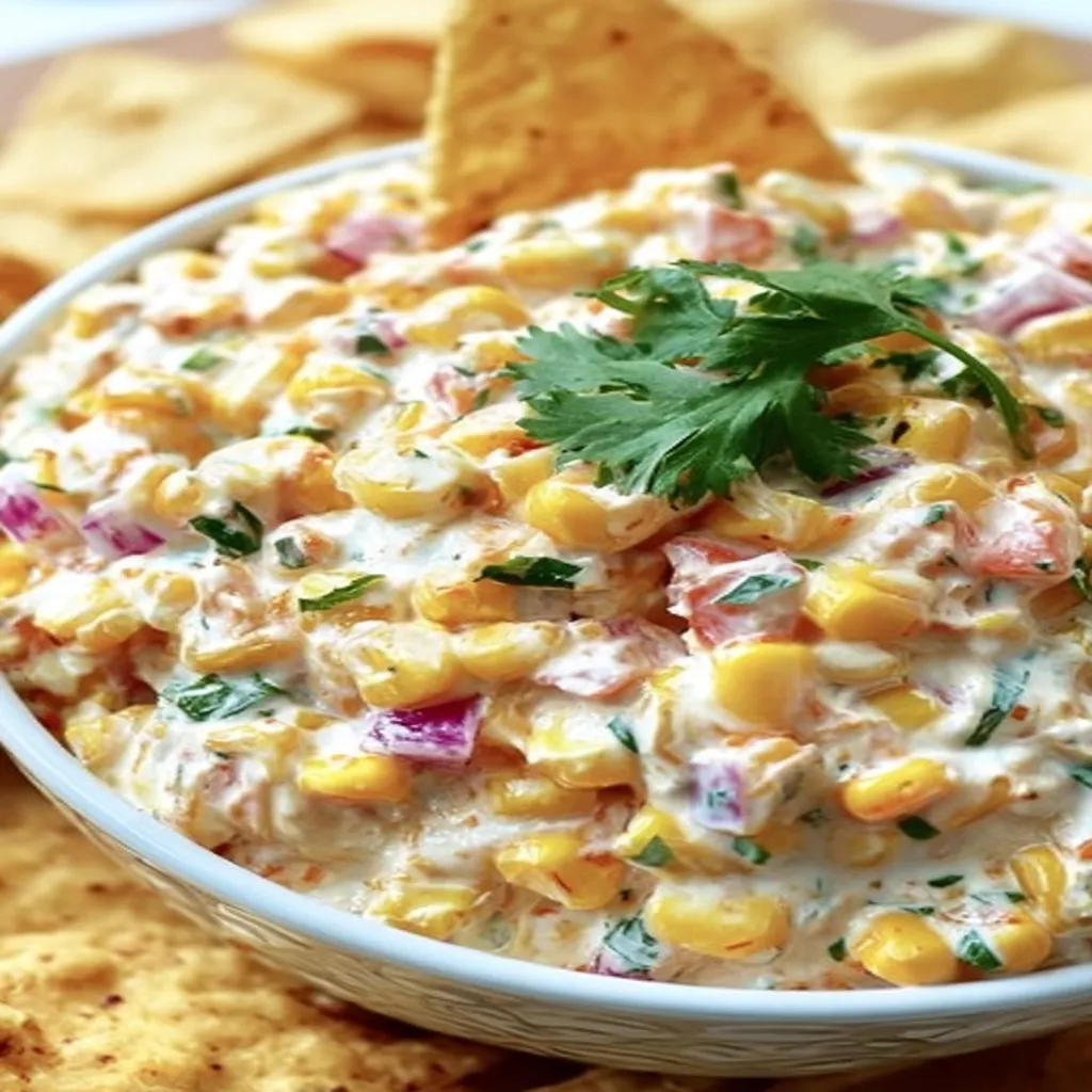 creamy corn salsa, vibrant colors, fresh ingredients, savory and spicy