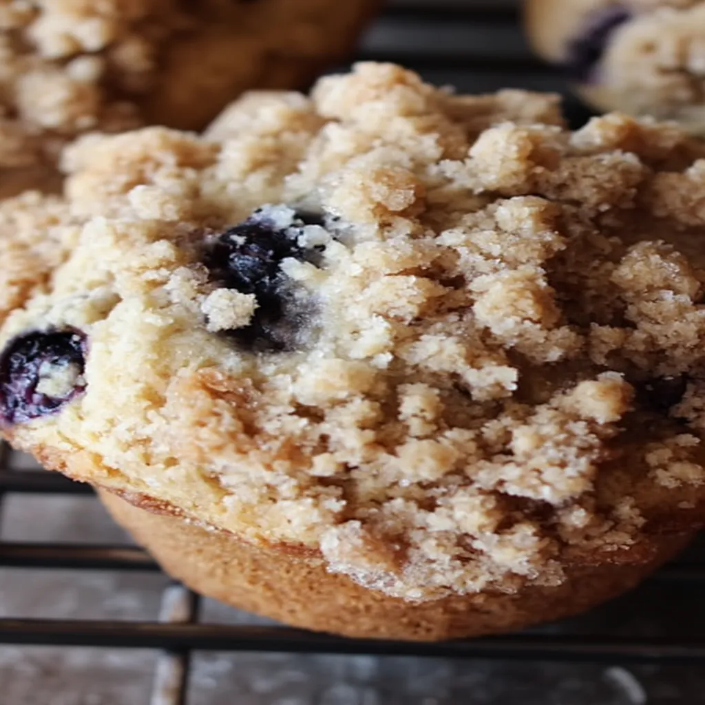 crumb blueberry muffins, delicious, sweet, moist, bursting with blueberries