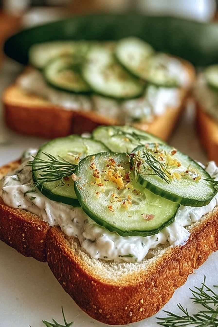 cucumber sandwich recipe, fresh ingredients, crunchy, savory, delicious, summer snack