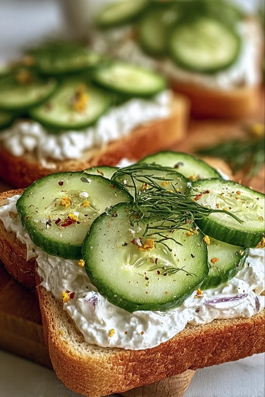 cucumber sandwich recipe, fresh ingredients, crunchy, savory, delicious, summer snack
