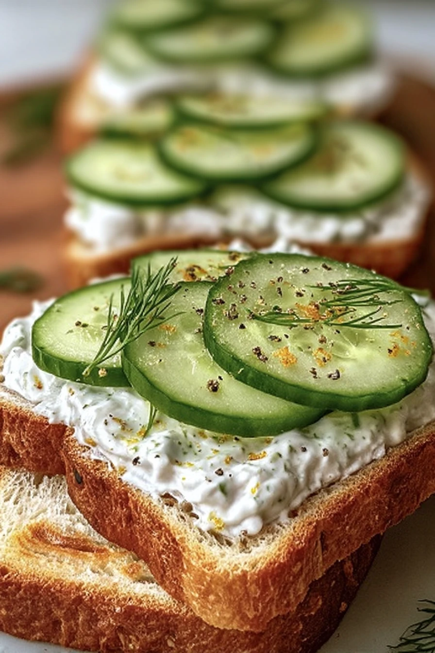 cucumber sandwich recipe, fresh ingredients, crunchy, savory, delicious, summer snack