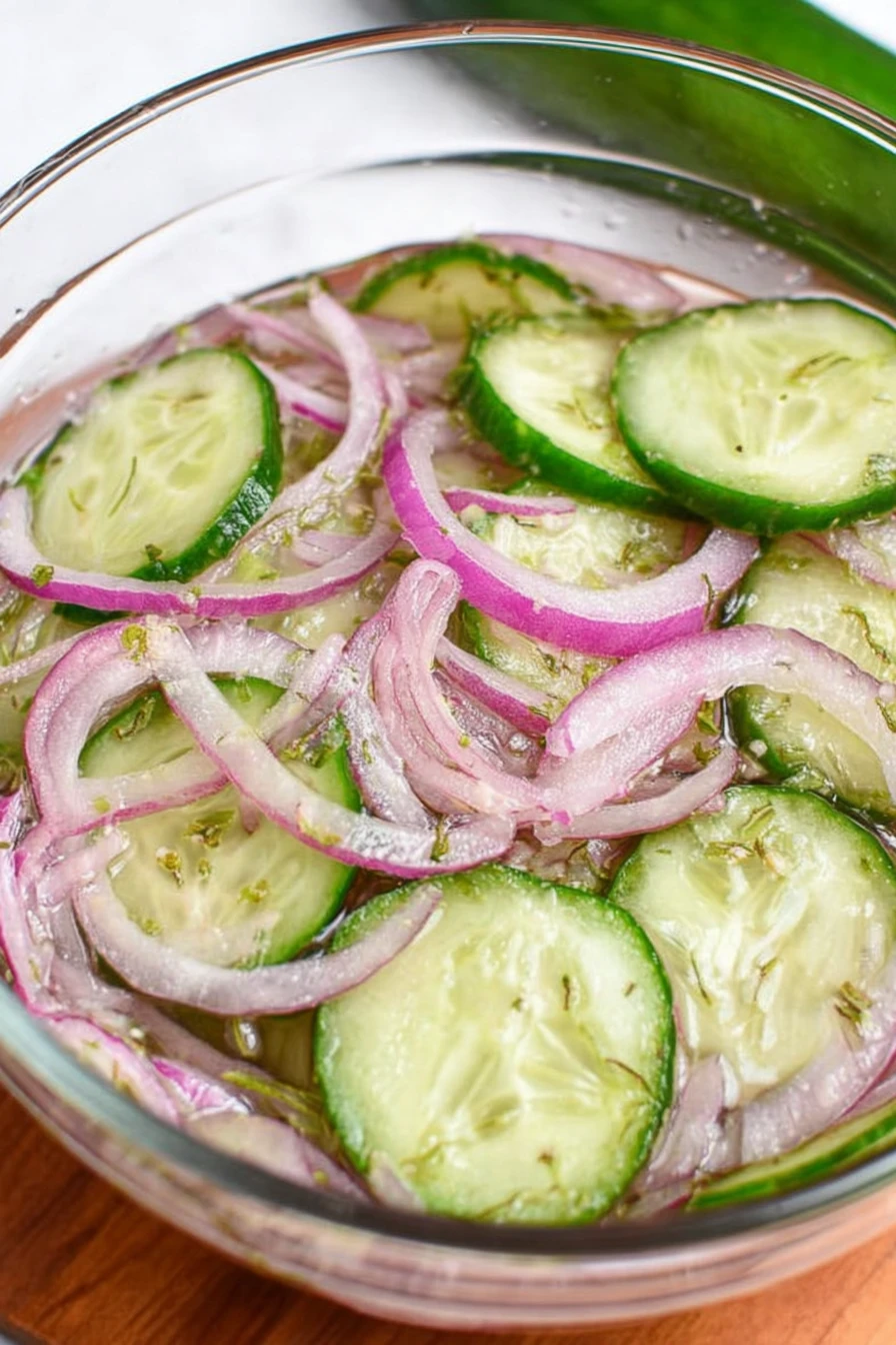 Cucumbers, onions, refreshing, crunchy, tangy, summer salad, colorful