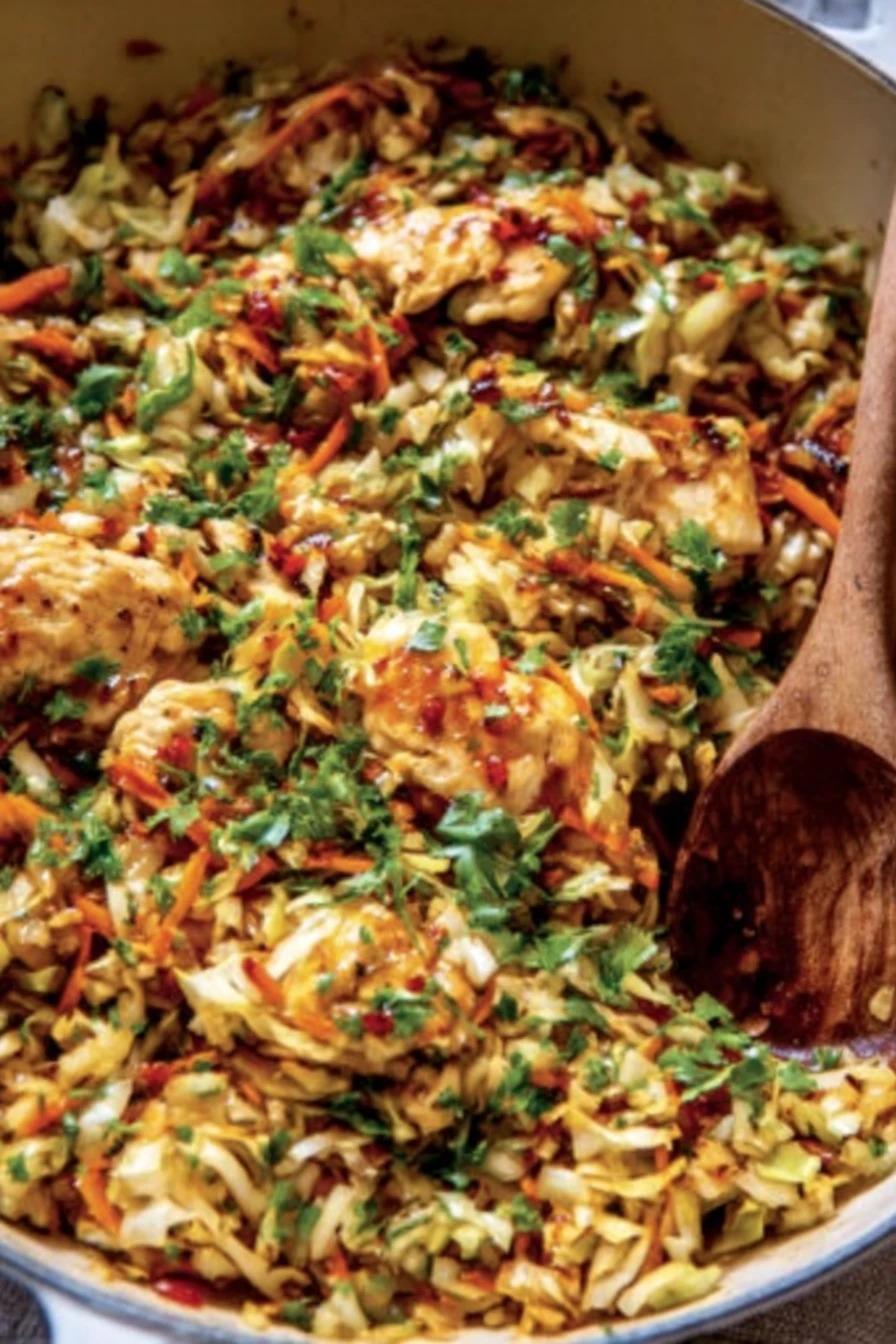 Easy Chicken and Cabbage Recipe, savory, delicious, healthy, flavorful, one-pot meal