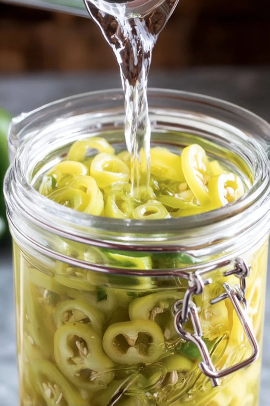 pickled banana peppers, easy fridge recipe, tangy, crunchy, homemade flavor
