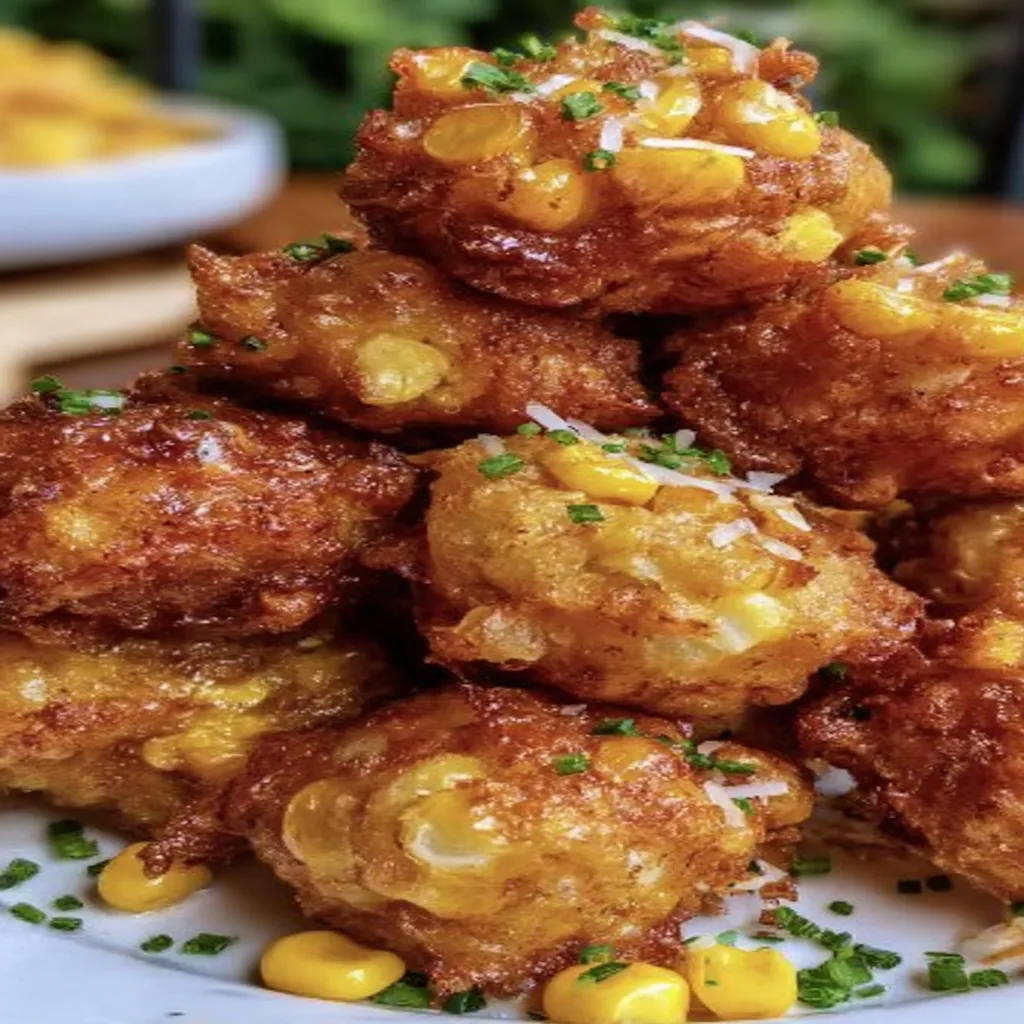 Southern Fried Corn Fritters, crispy, golden, savory, delicious, appetizing, homemade