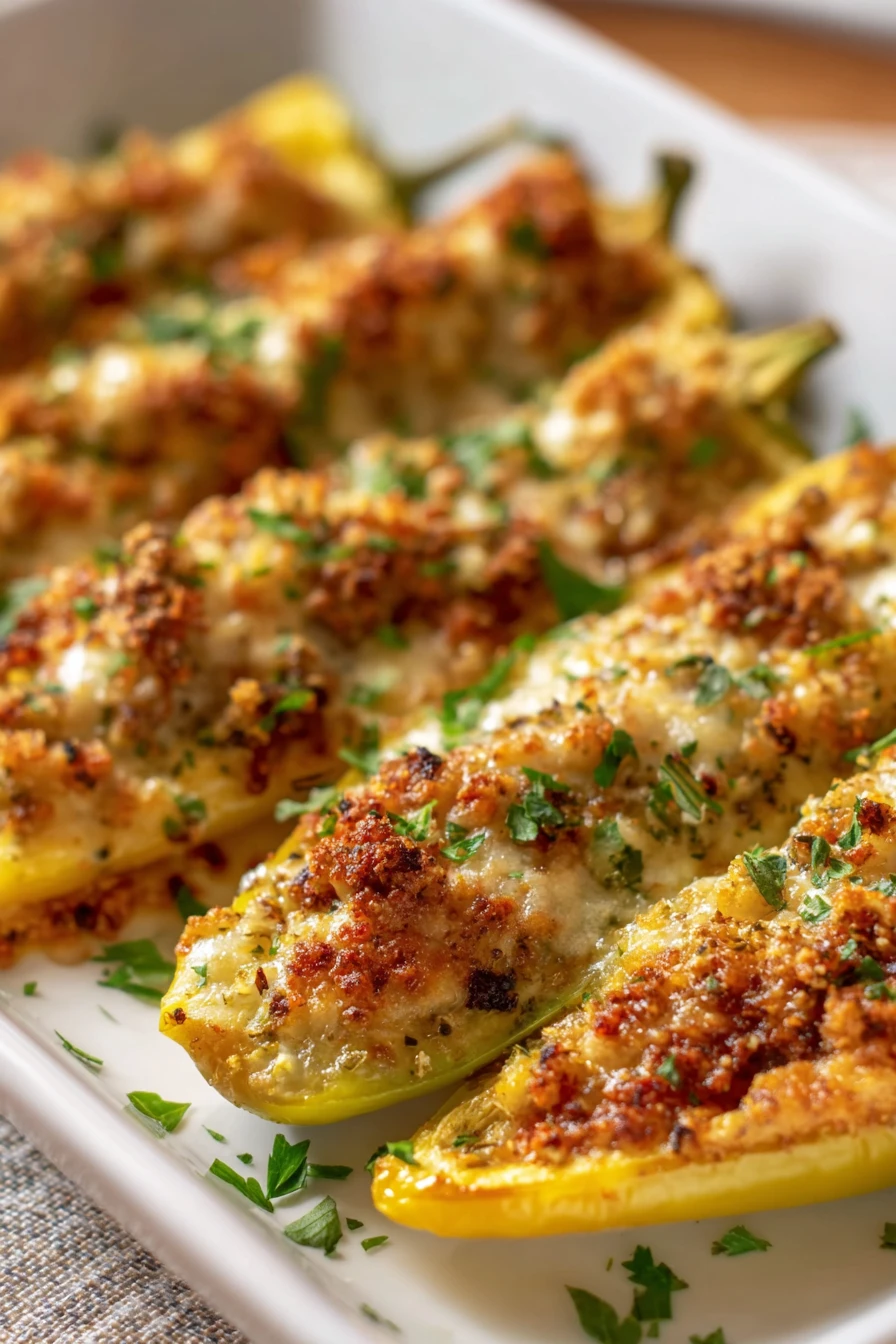 easy stuffed banana peppers recipe, spicy, flavorful, cheese-filled, delicious, appetizer, roasted, savory
