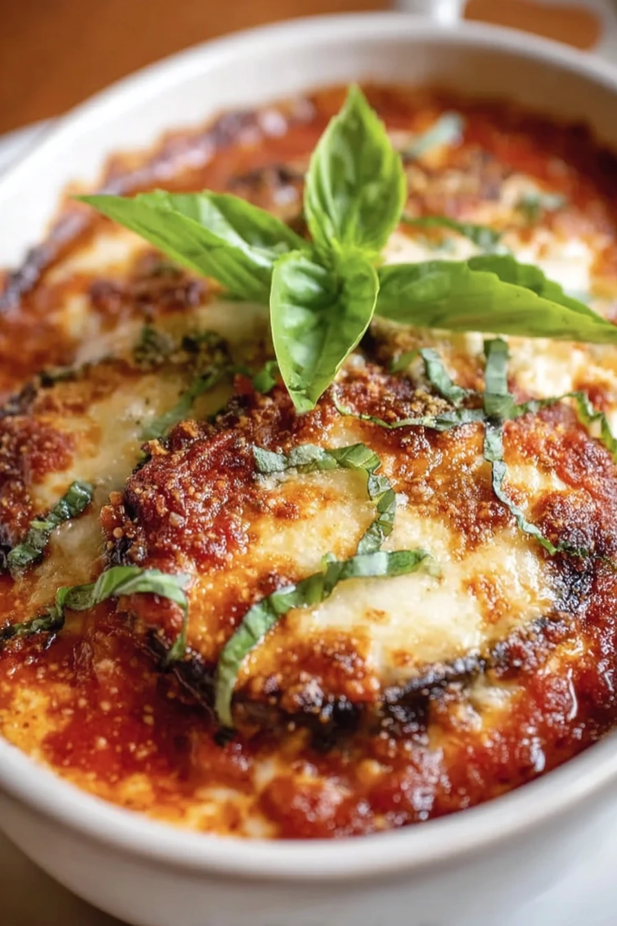 eggplant parmesan, crispy breadcrumbs, savory marinara sauce, melted cheese