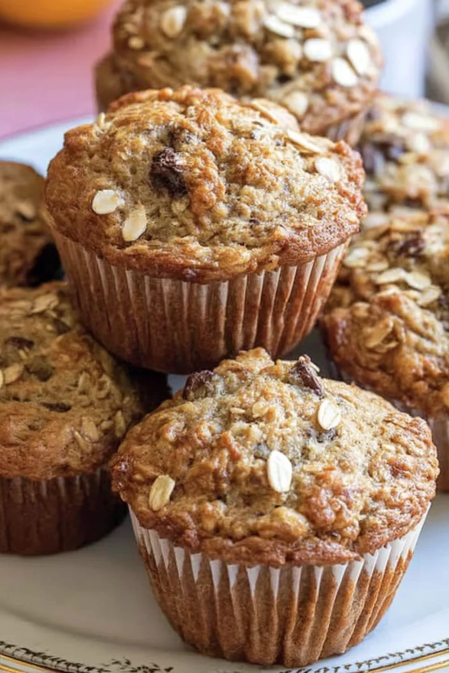 banana oatmeal muffins, flavorful, moist, delicious, healthy, breakfast treat