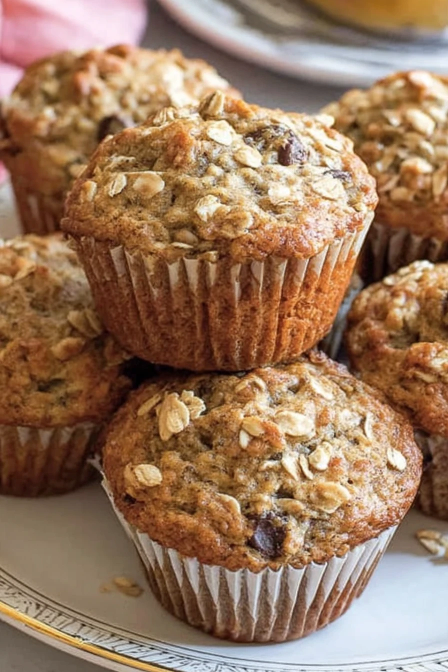 banana oatmeal muffins, flavorful, moist, delicious, healthy, breakfast treat