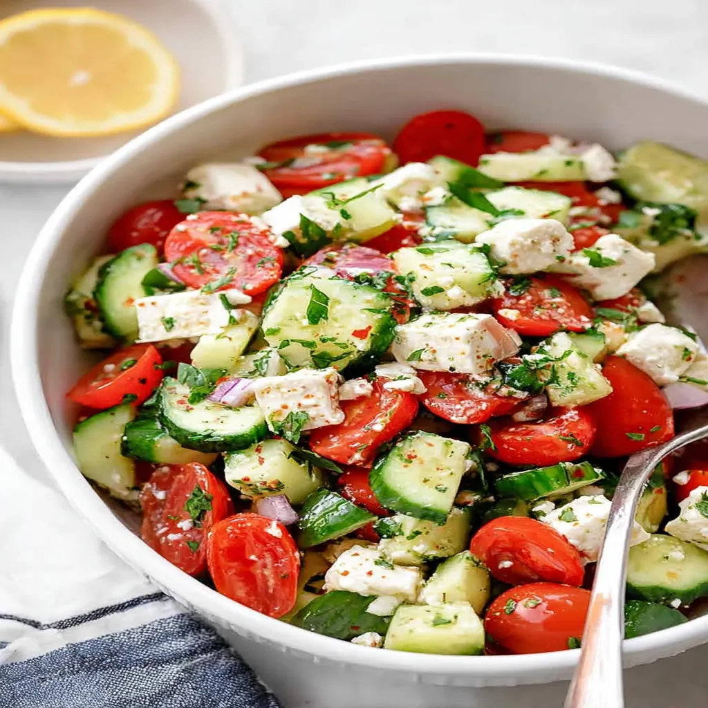 Greek Cucumber Tomato Feta Salad recipe step-by-step guide