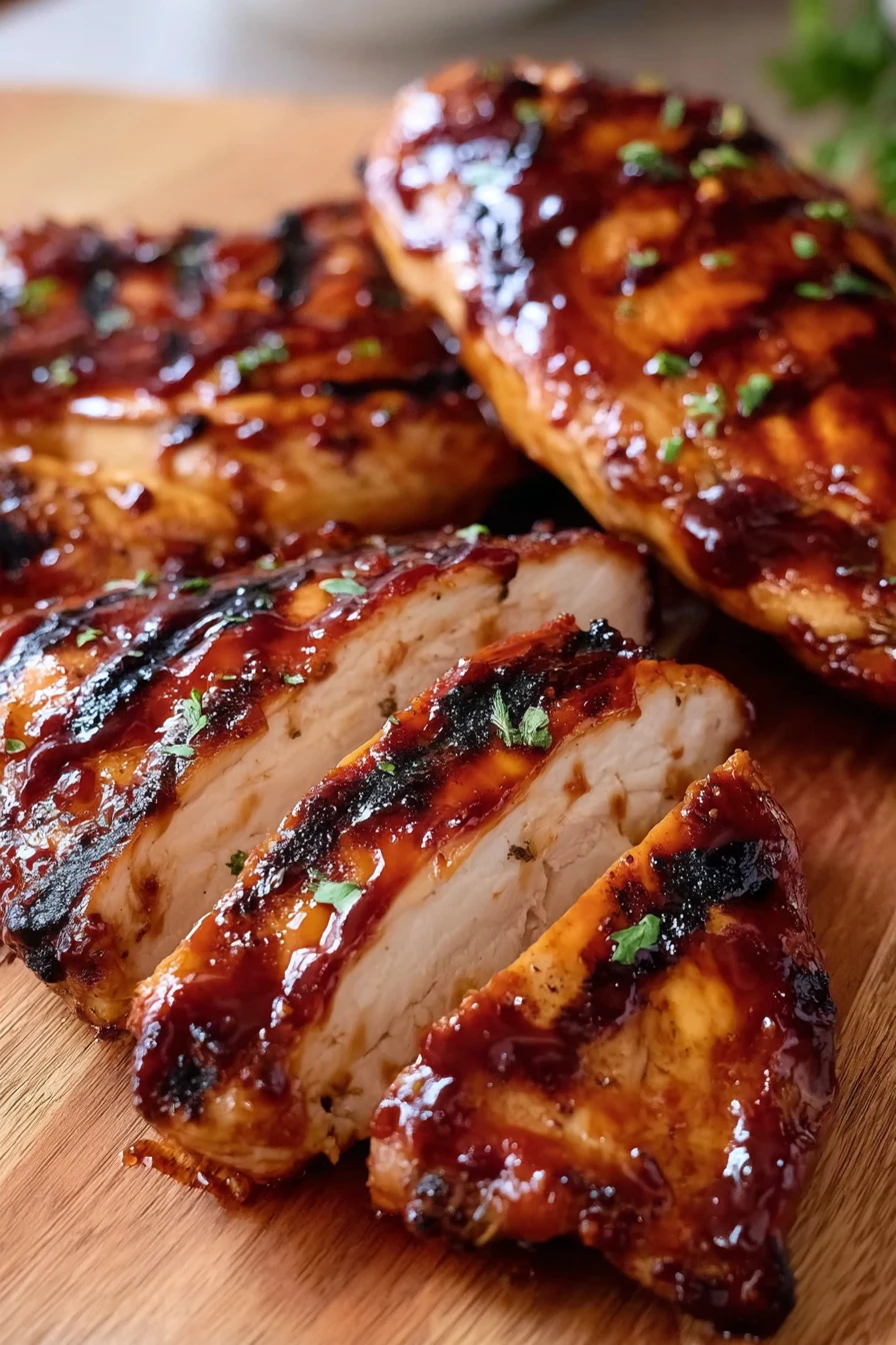 Grilled BBQ Chicken Breasts, juicy, smoky, flavorful, charred, succulent, delicious, tender
