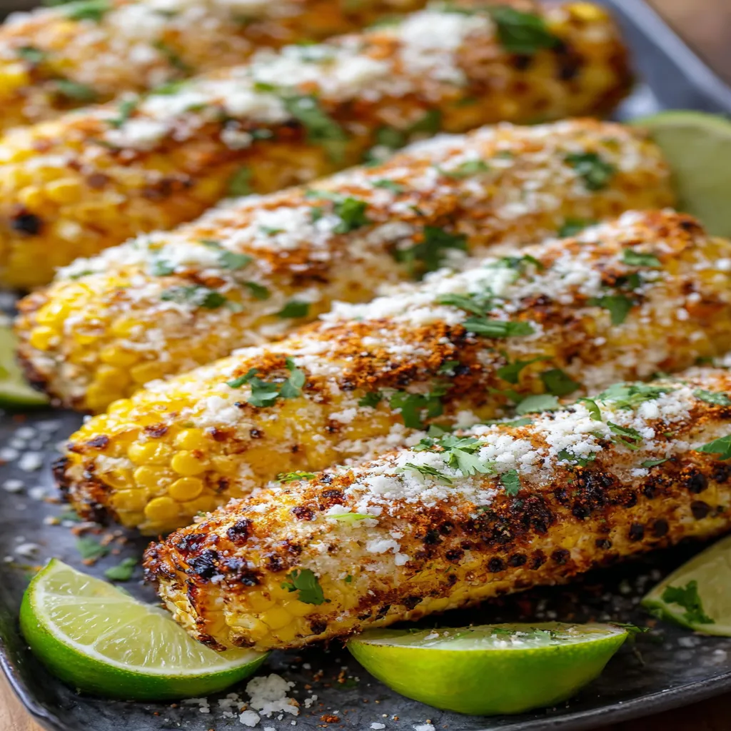 Grilled Mexican Street Corn, charred, savory, spiced, flavorful, traditional, delicious