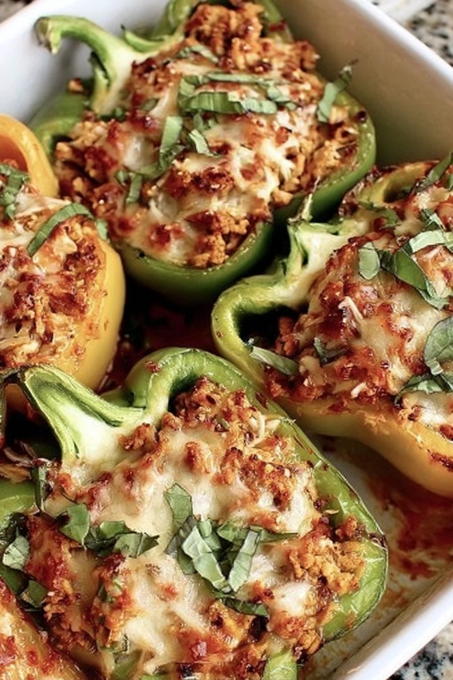 ground turkey, stuffed peppers, savory, colorful, delicious, healthy option