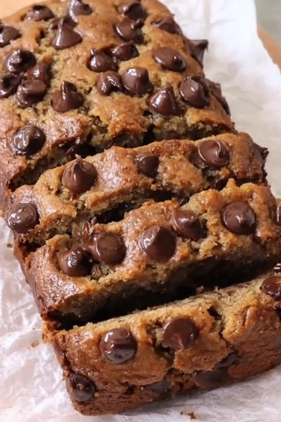 healthier, chocolate chip, banana bread, delicious, moist, guilt-free, sweet