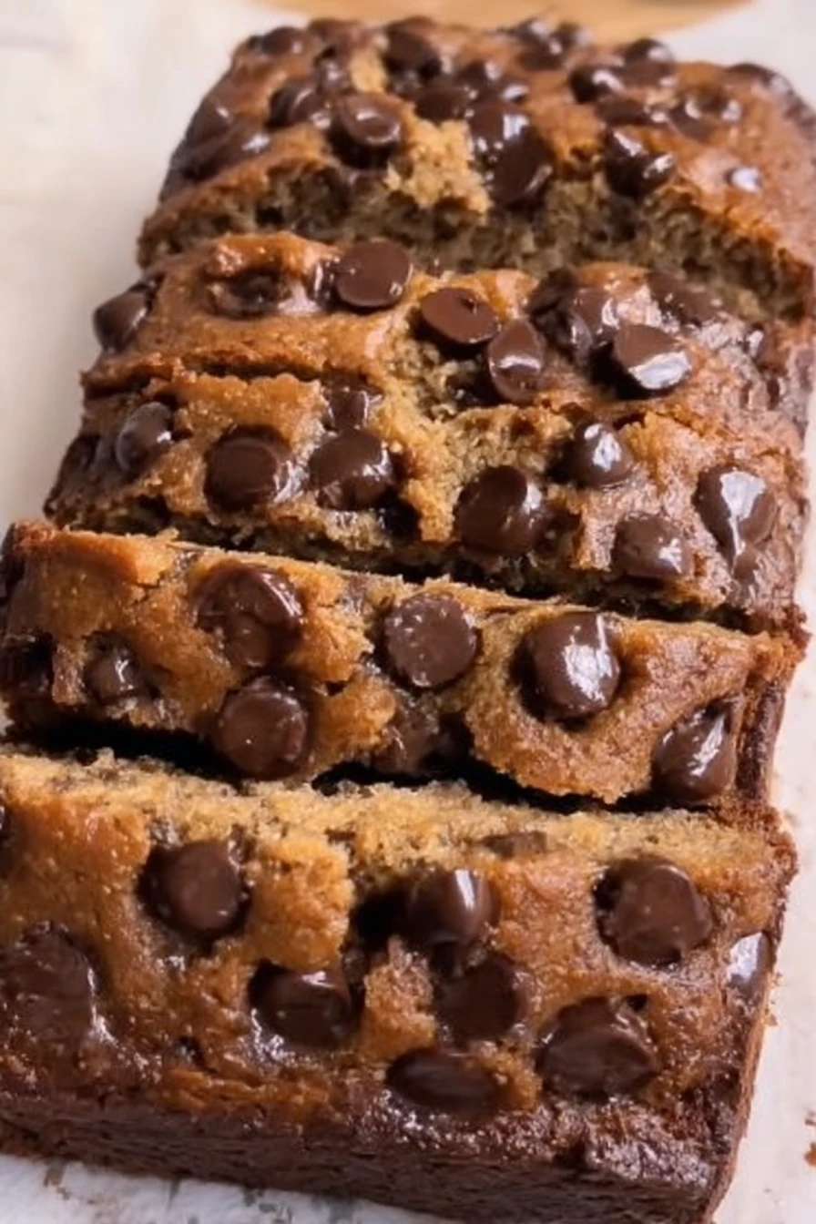 healthier, chocolate chip, banana bread, delicious, moist, guilt-free, sweet
