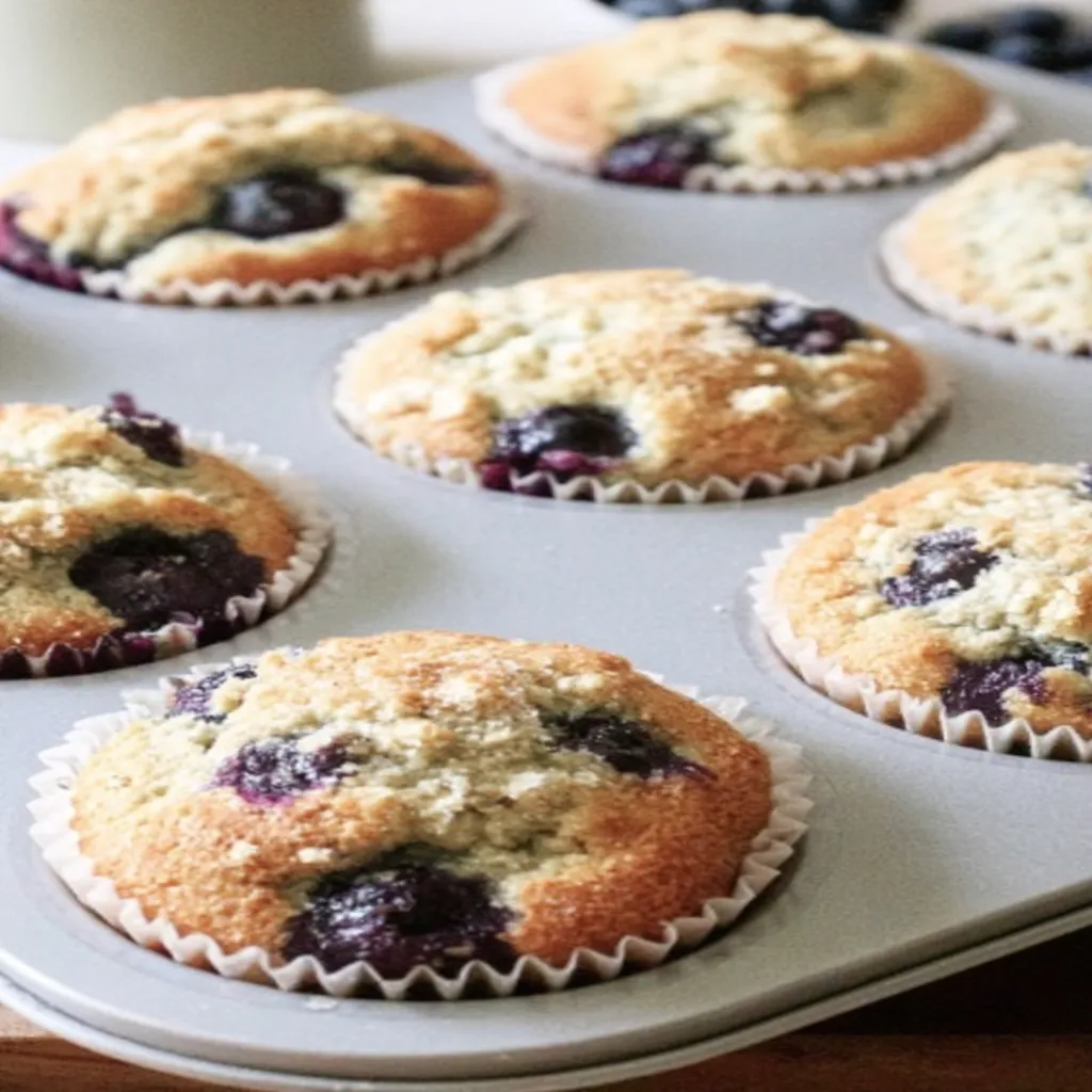 healthy blueberry muffins, almond flour, juicy blueberries, nutty, moist texture, deliciously wholesome