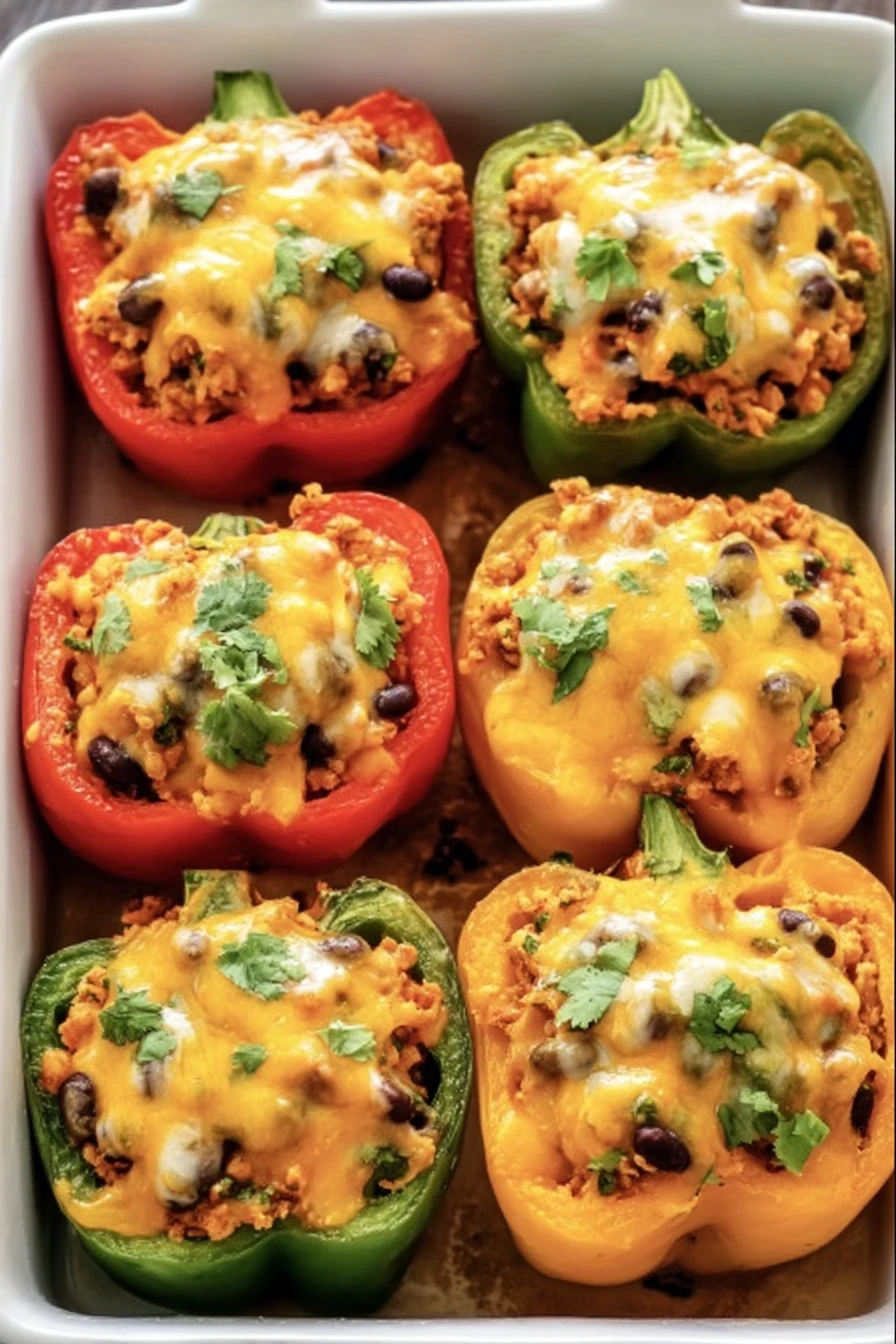 Healthy, Mexican-style, stuffed peppers, flavorful, nutritious, colorful, delicious