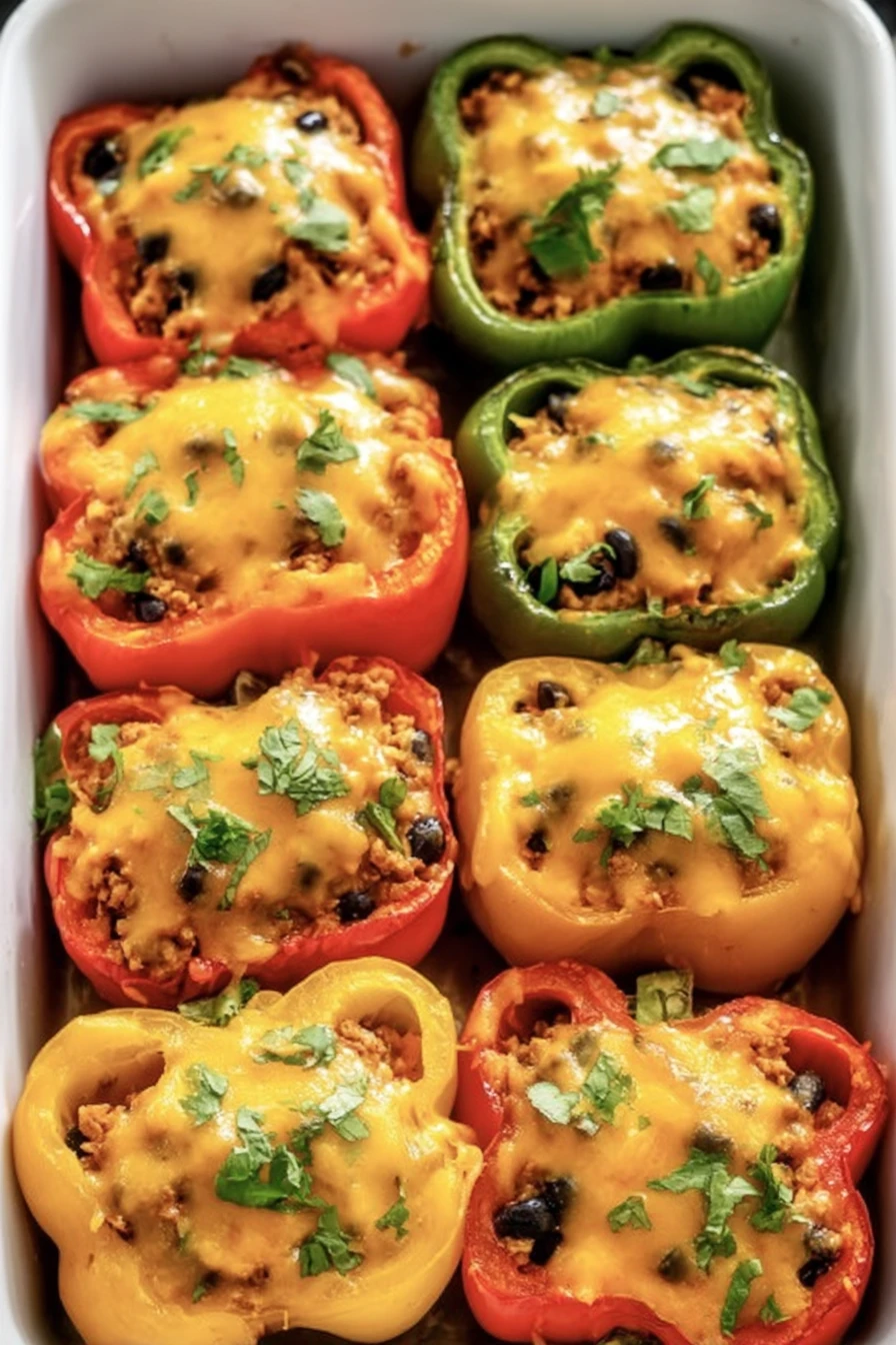 Healthy, Mexican-style, stuffed peppers, flavorful, nutritious, colorful, delicious