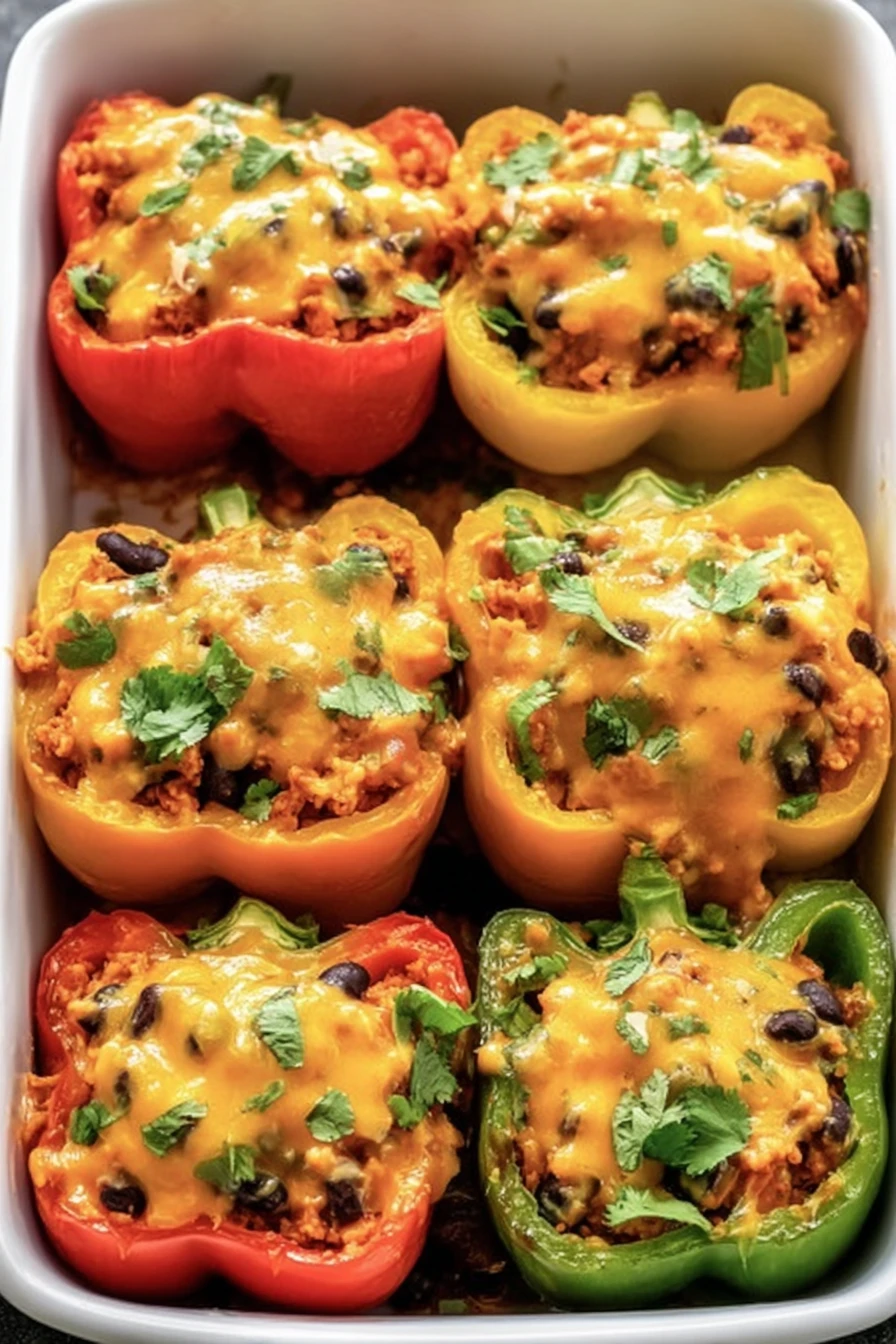 Healthy, Mexican-style, stuffed peppers, flavorful, nutritious, colorful, delicious
