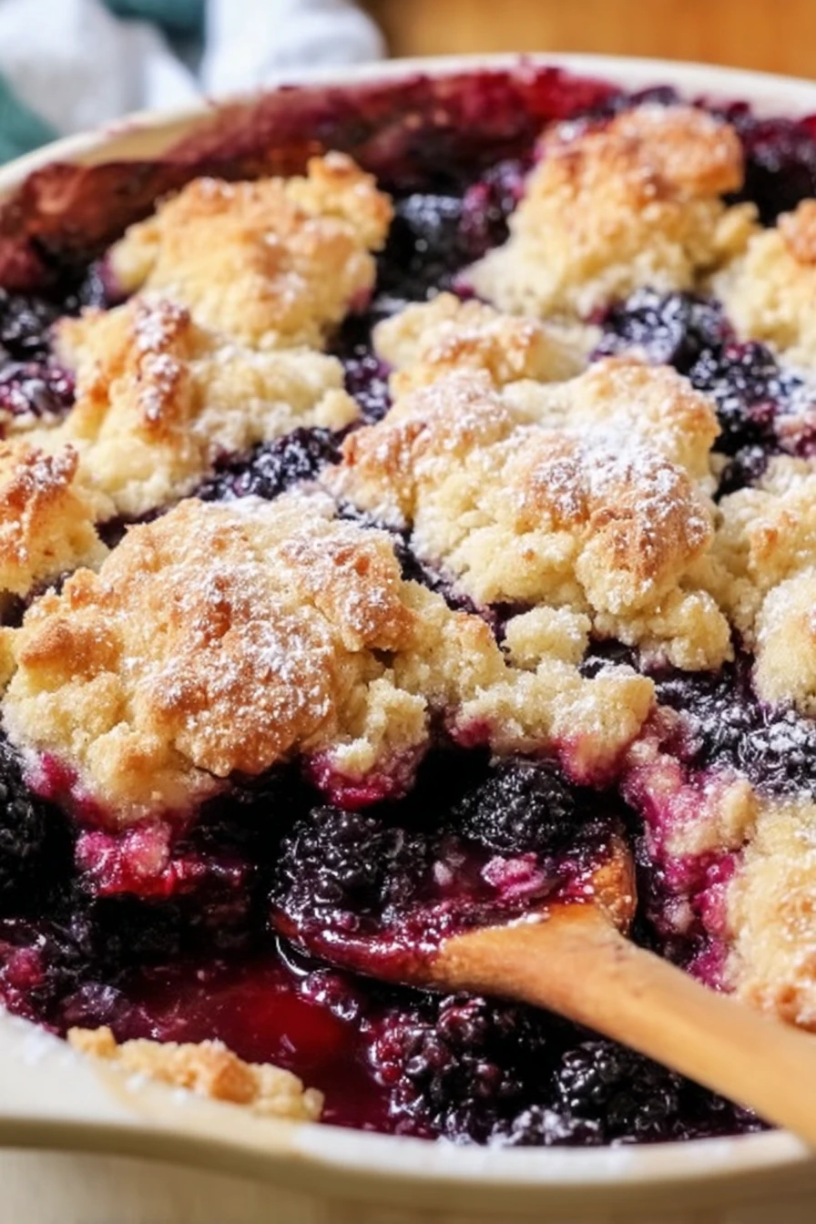 homemade, blackberry cobbler, juicy berries, sweet, crumbly topping