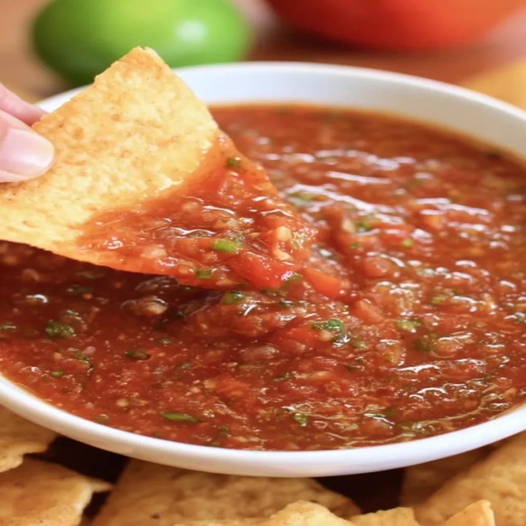 homemade salsa recipe, fresh ingredients, spicy, flavorful, colorful, appetizing, zesty taste