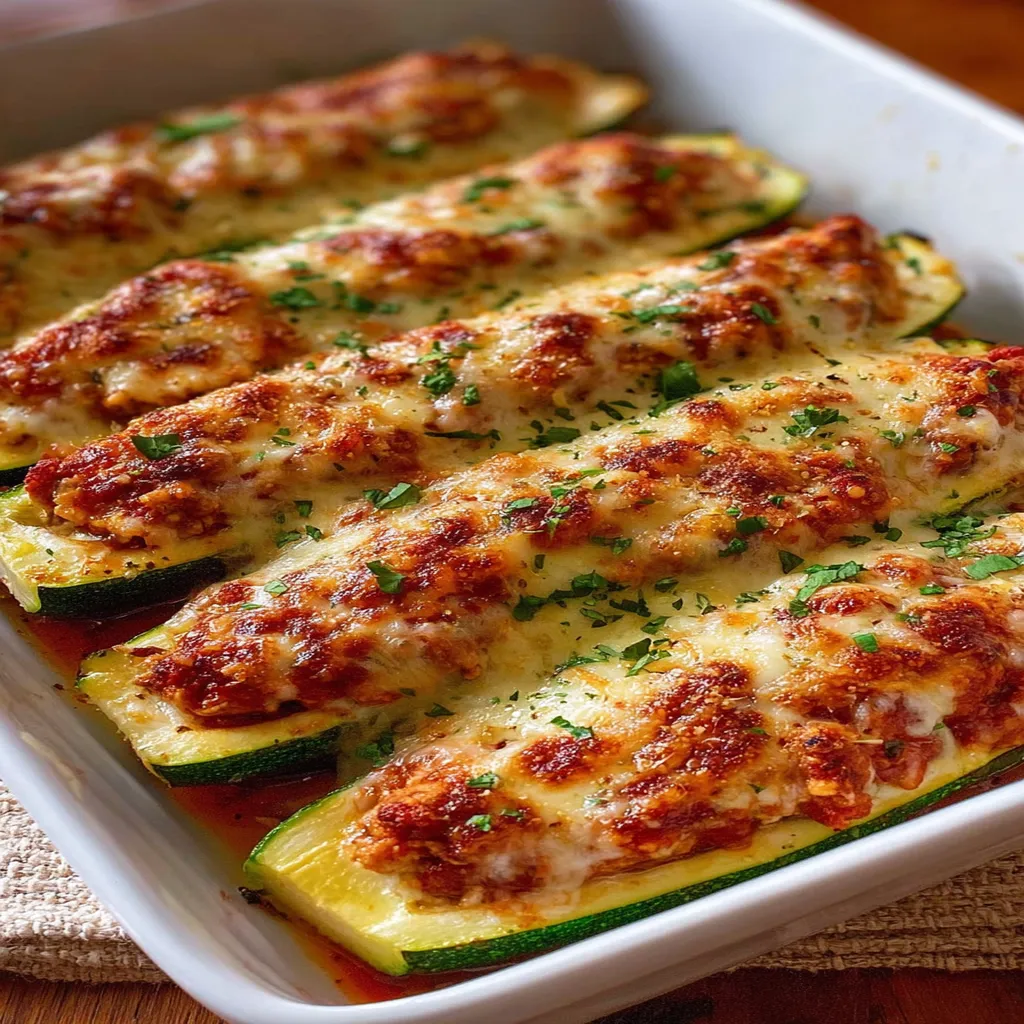 Keto Chicken Parmesan Zucchini Boats, low-carb, savory, cheesy, zesty, flavorful, healthy, delicious