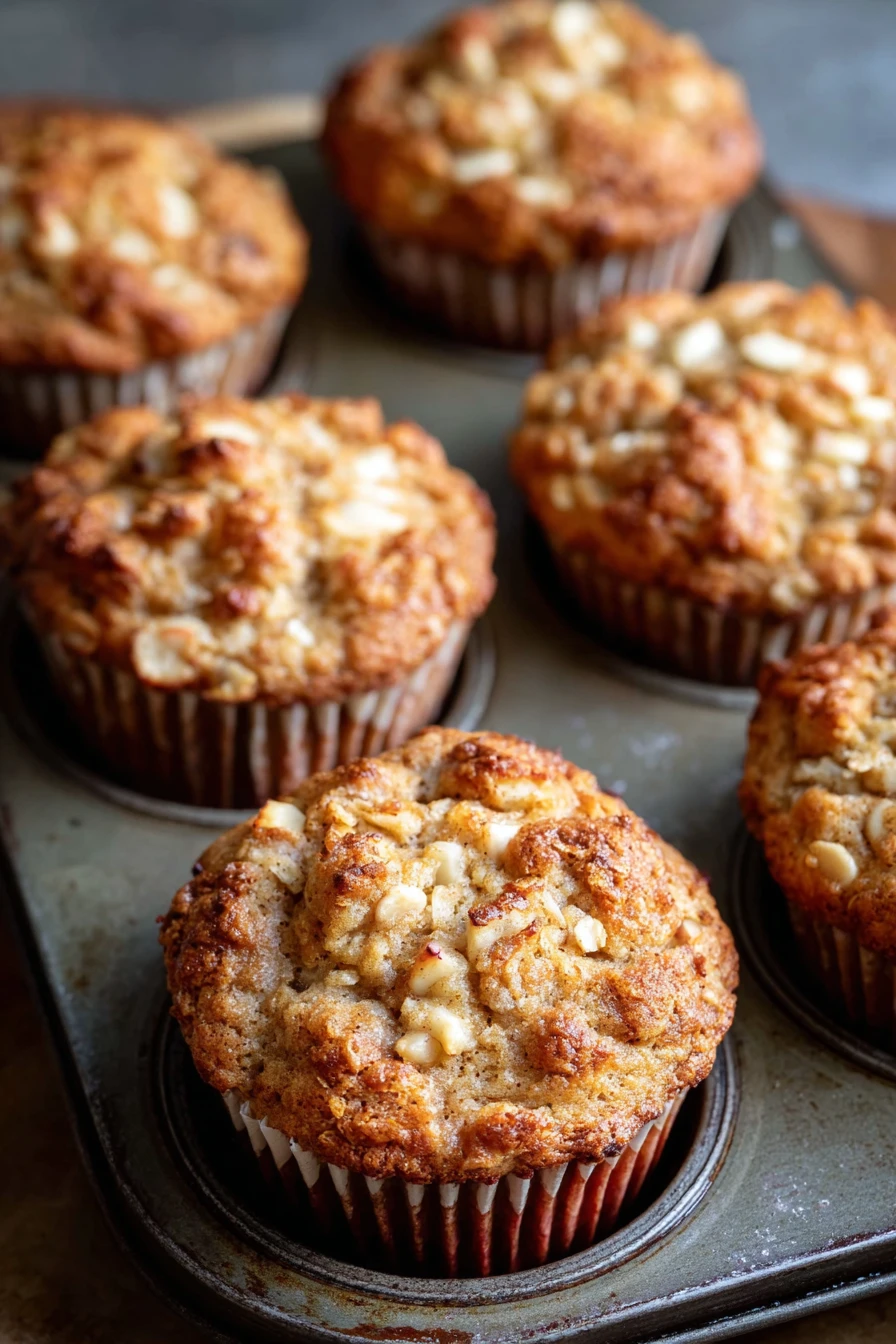 Maple Apple Oatmeal Muffins, hearty, wholesome, sweet, cinnamon, baked, delicious