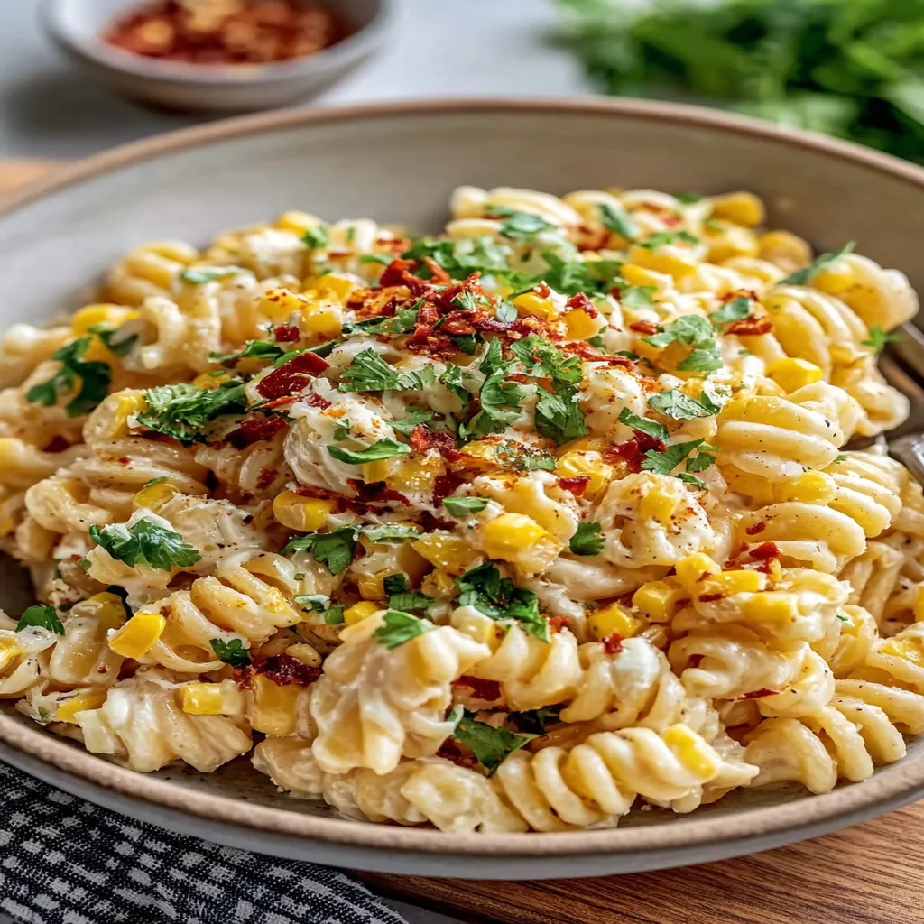 Mexican Street Corn Pasta Salad, flavorful, creamy, grilled corn, tangy, zesty dressing