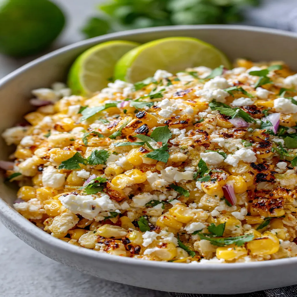 Mexican Street Corn Salad, grilled corn, tangy, creamy, flavorful, charred corn, cotija cheese