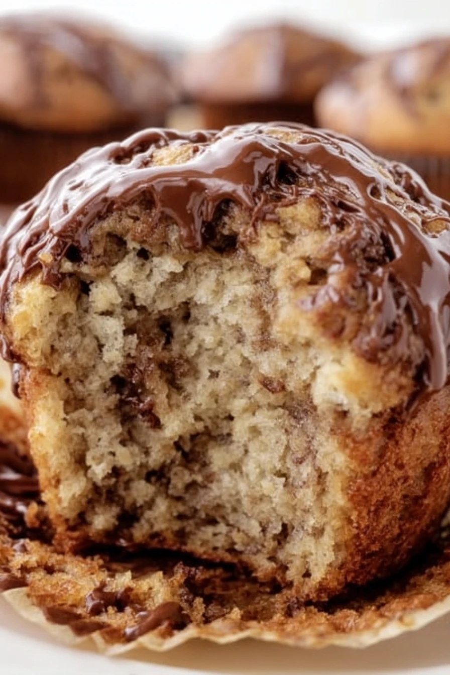 Nutella Banana Muffins, decadent chocolate, moist, flavorful, indulgent, sweet banana