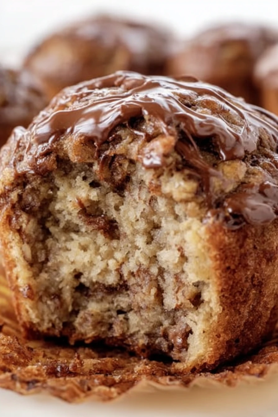 Nutella Banana Muffins, decadent chocolate, moist, flavorful, indulgent, sweet banana