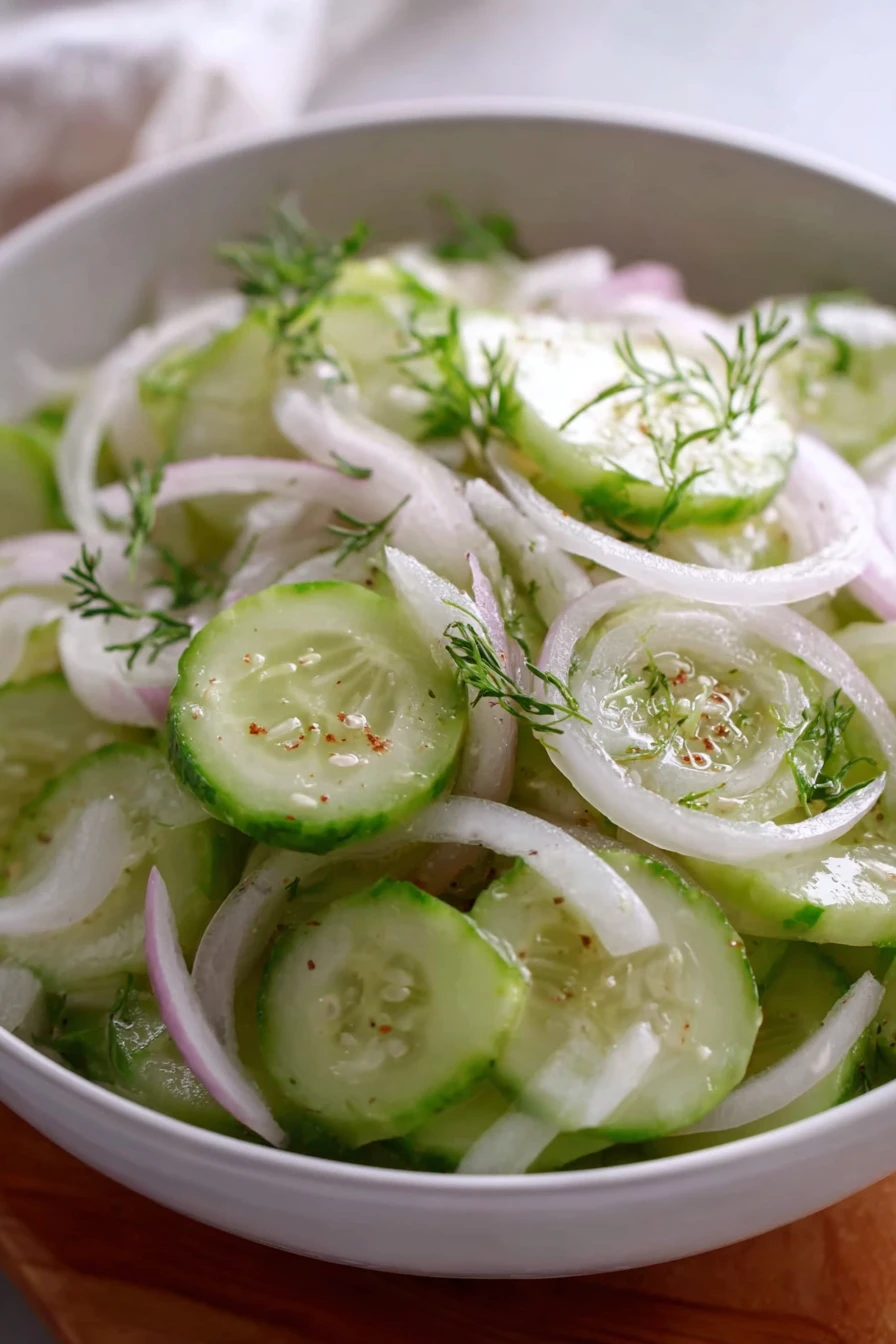 Old Fashioned Cucumbers, Onions, Fresh, Crisp, Tangy, Summer, Salad