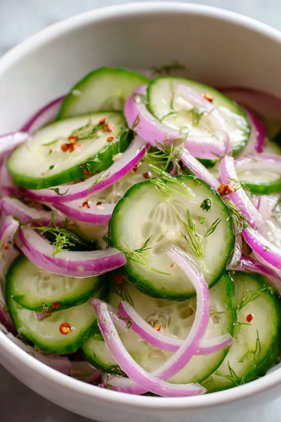 quick pickled cucumbers, onions, tangy, refreshing, crunchy, zesty flavor