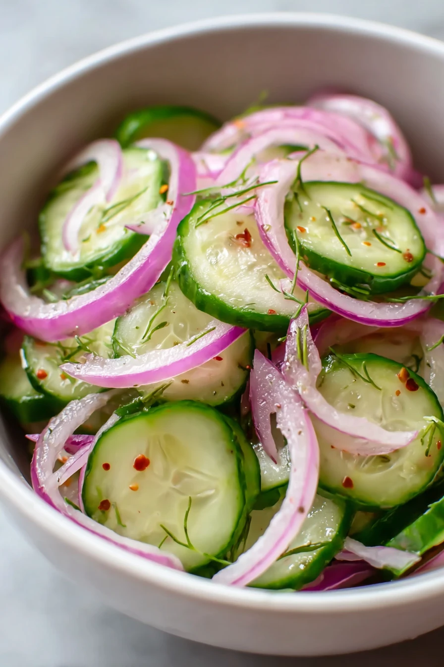quick pickled cucumbers, onions, tangy, refreshing, crunchy, zesty flavor