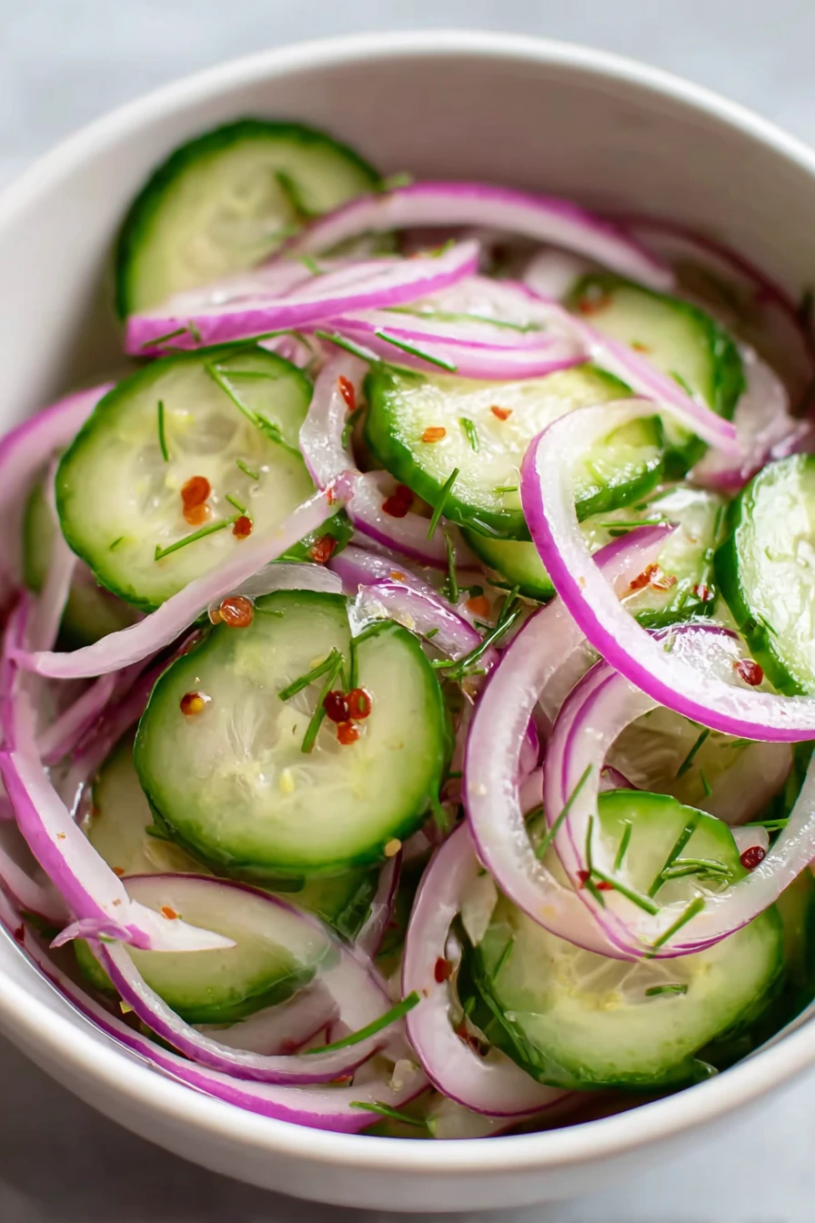 quick pickled cucumbers, onions, tangy, refreshing, crunchy, zesty flavor